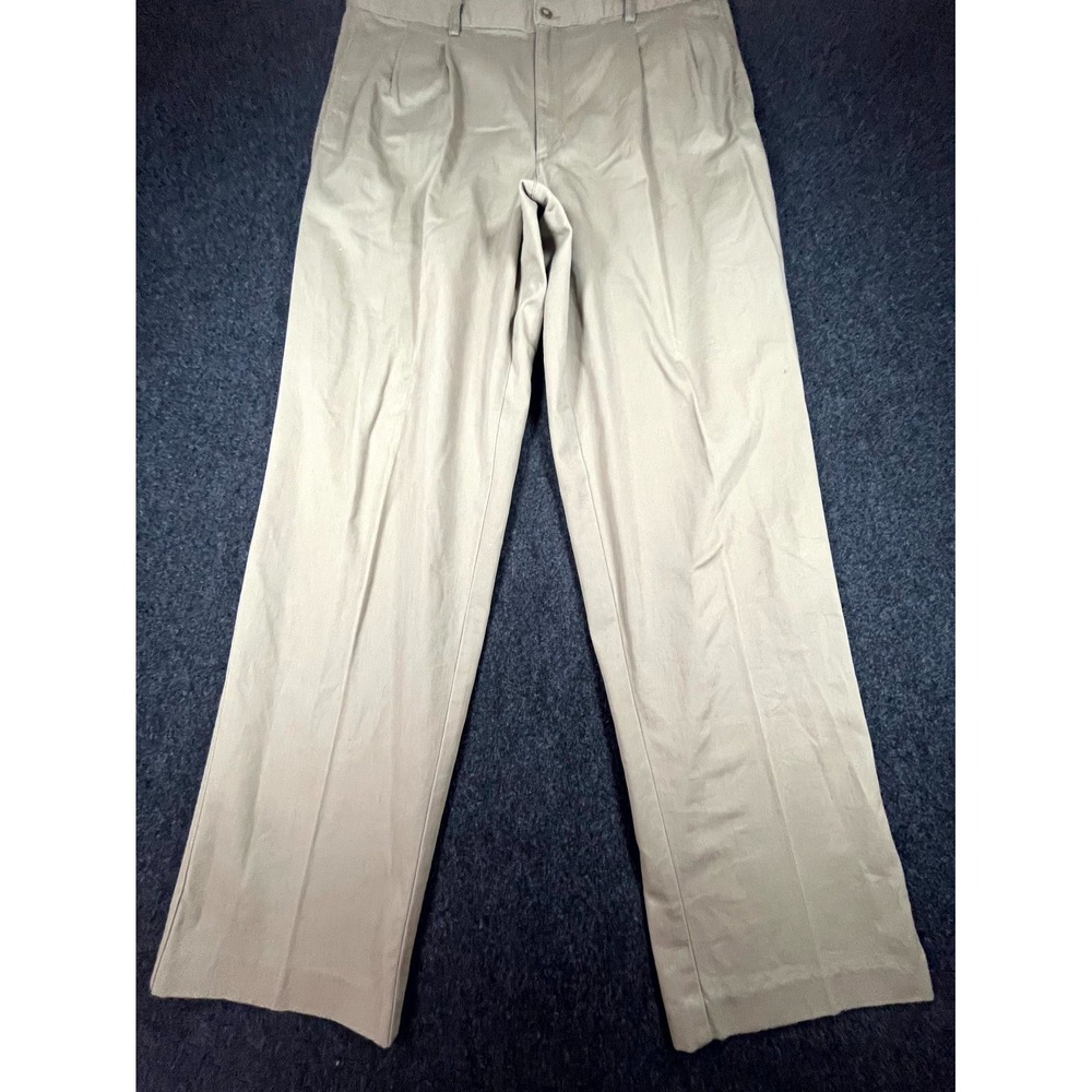 VTG Calvin Klein Chino Pants Mens 38 Tan Cotton Pleated High Rise Straight Leg